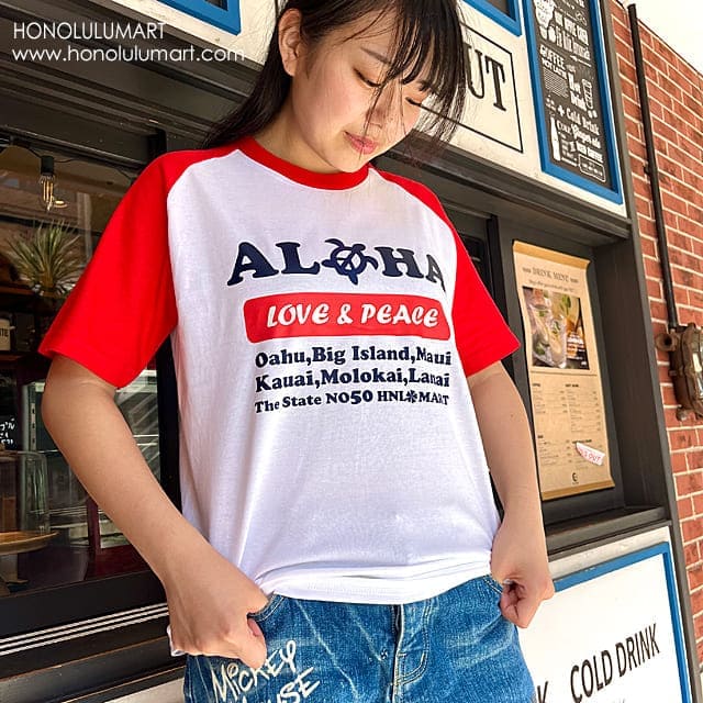 アロハホヌ・ラグラン半袖Tシャツ（レッド）6